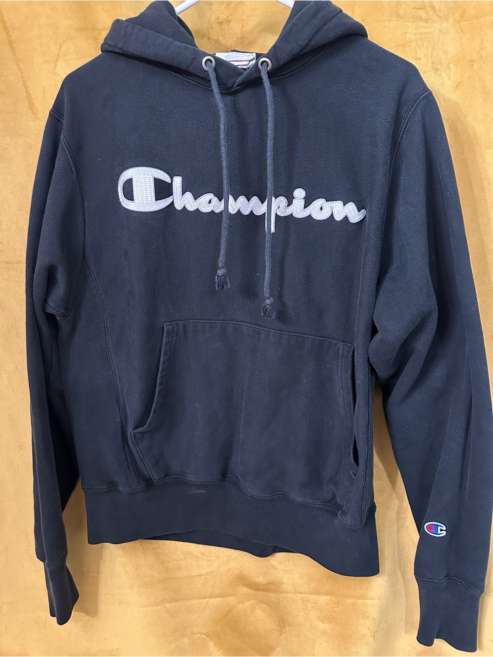 Champion Black Hoodie with White Logo